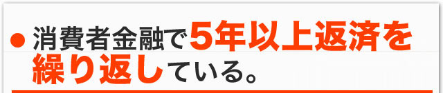 消費者金融で5年以上返済を繰り返している。